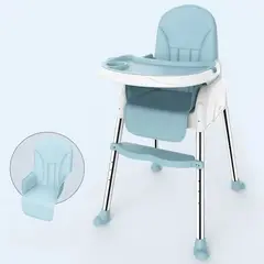 ACTUAL - Silla De Comer Para Bebés Azul Portátil Ajustable 3 en 1