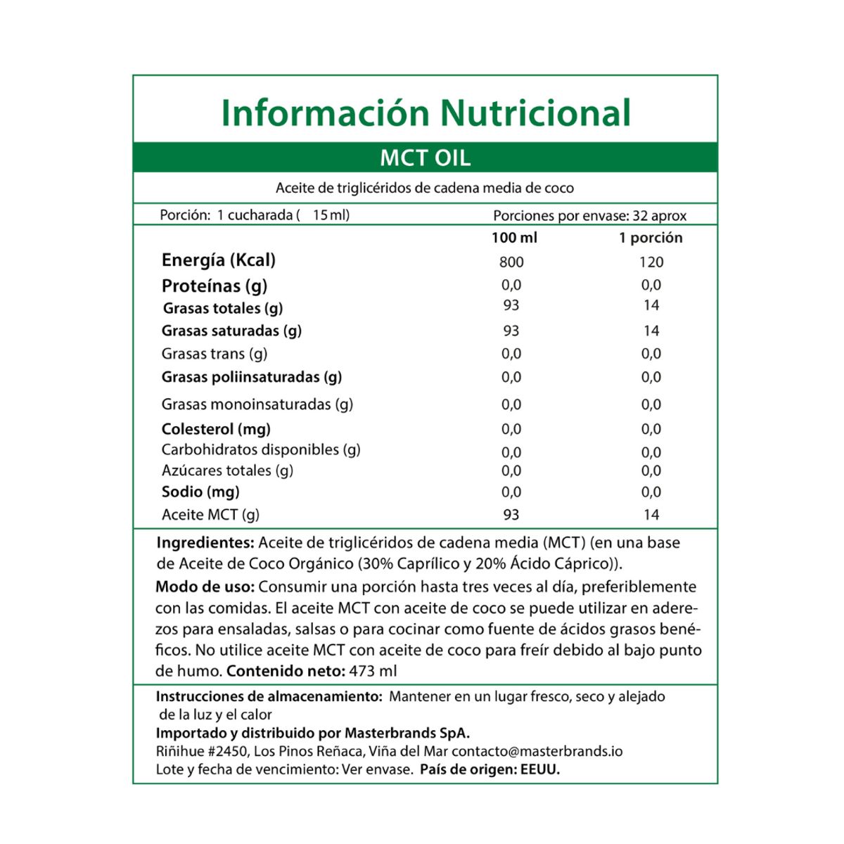 NATURE'S TRUTH - Aceite MCT Oil Liquido 14gr 473ml NATURES TRUTH