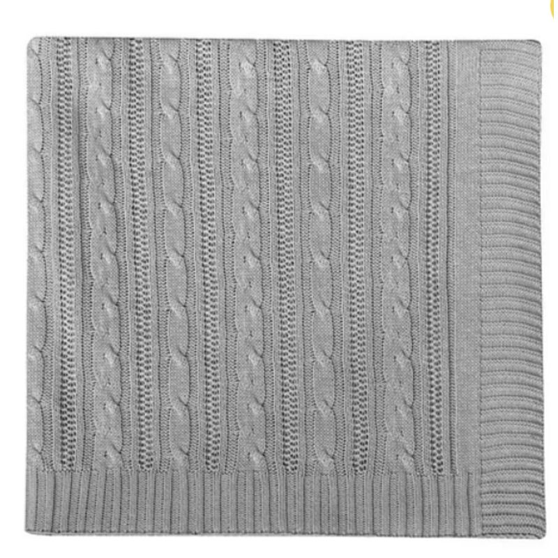 KIDSCOOL - MANTA TRICOT TEJIDO DE PUNTO 100 X 70 CM GRIS