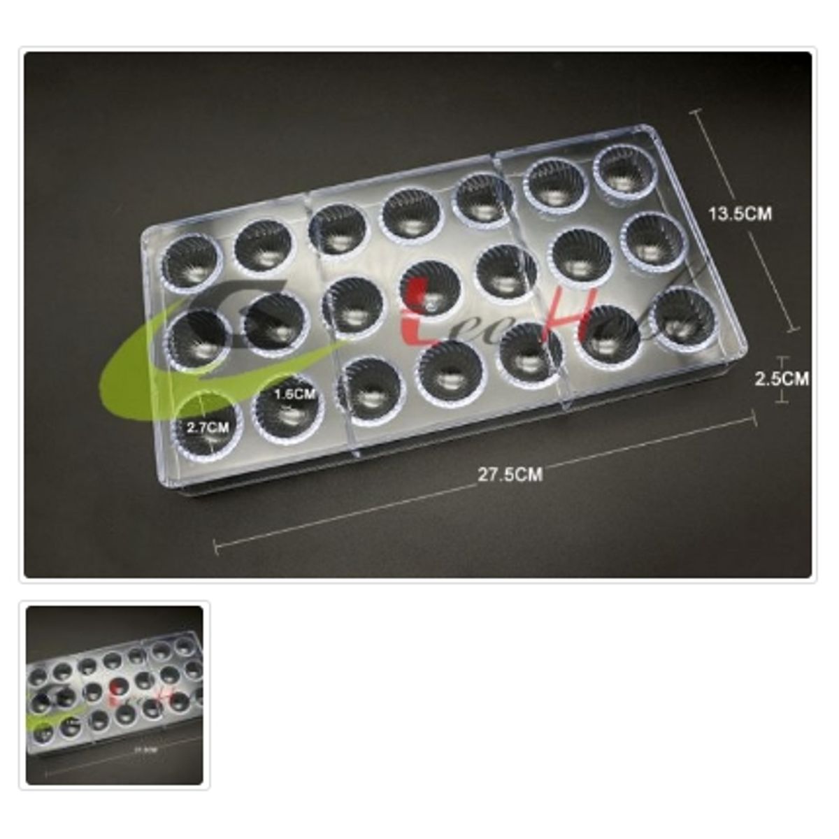 GENERICO - Molde Acrilico Para Chocolate 21 Divisiones Forma Circulo.