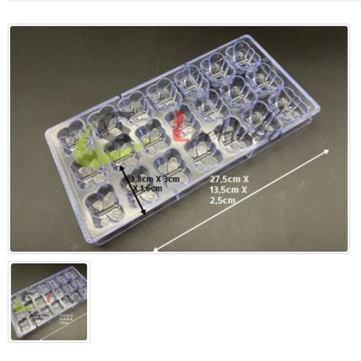 GENERICO - Molde Acrilico Para Chocolate 21 Divisiones Forma Mariposa
