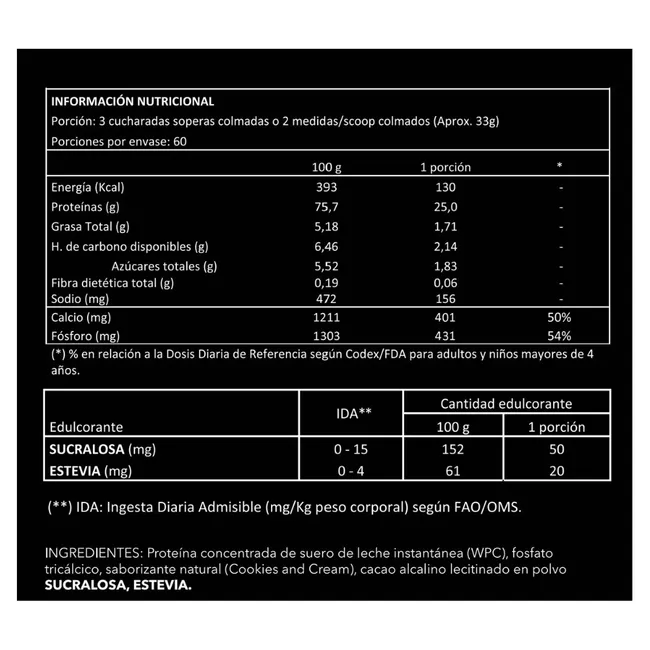 RH45 - PROTEINA AUTHENTIC 100% WHEY PROTEIN 60 SV - RH45 - COOKIES AND CREAM.
