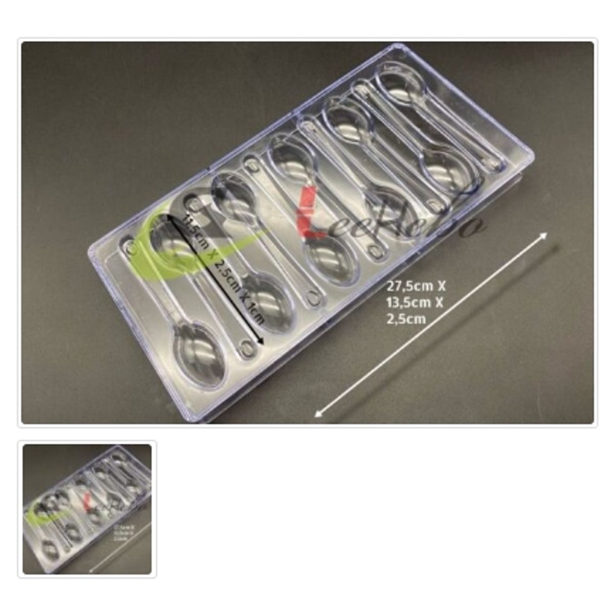 GENERICO - Molde Acrilico Para Chocolate 10 Divisiones Forma Cuchara