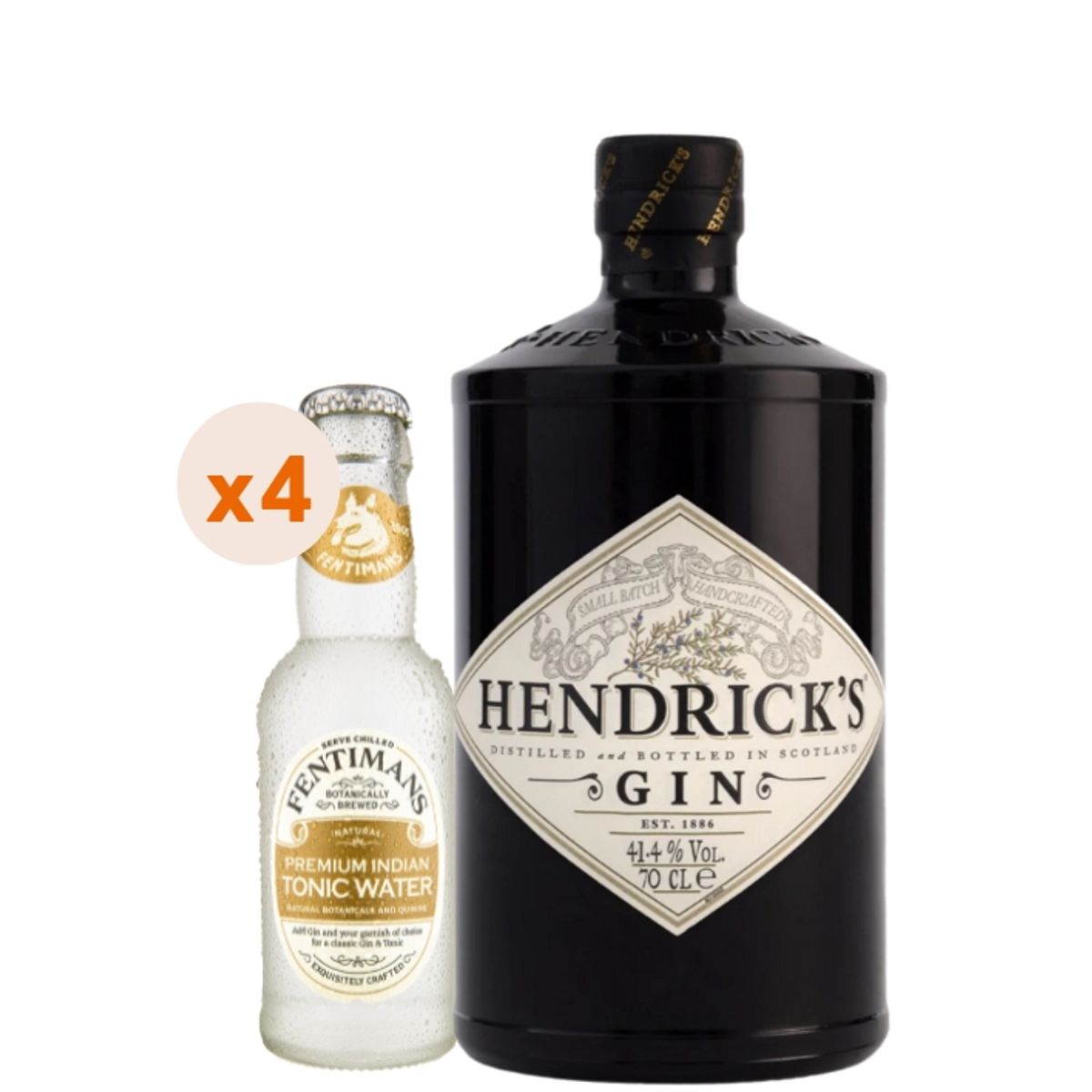 HENDRICKS - Gin Hendricks 700cc + 4 Aguas Tónicas Fentimans