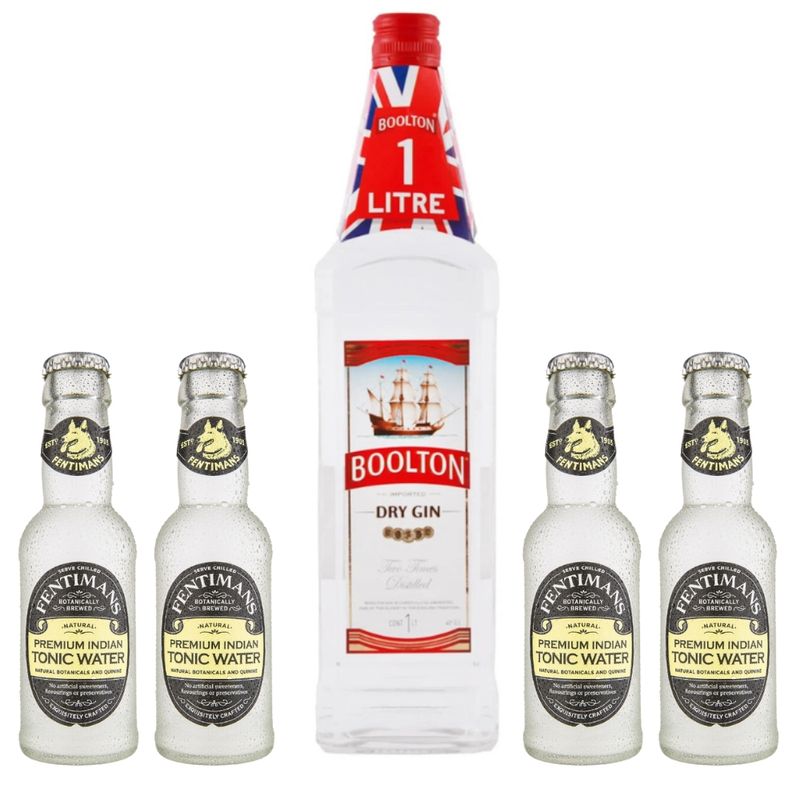 GENERICO - Pack Gin Boolton Dry 40° 1000cc + 4 Fentimans Tonic Water
