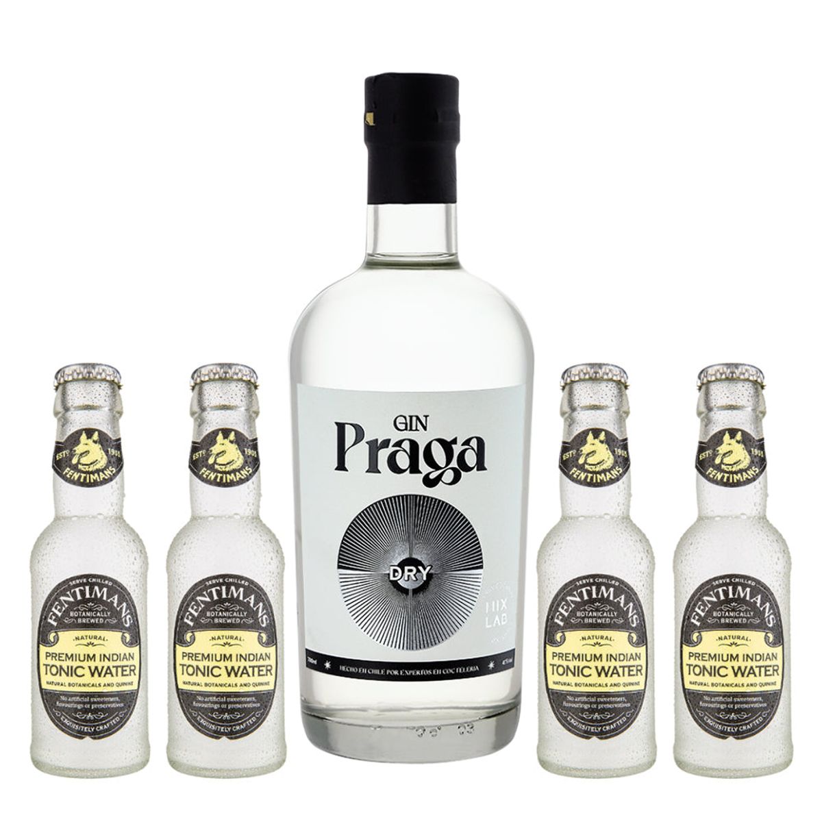 GENERICO - Pack Gin Praga Dry 700cc + 4 Fentimans Tonic Water