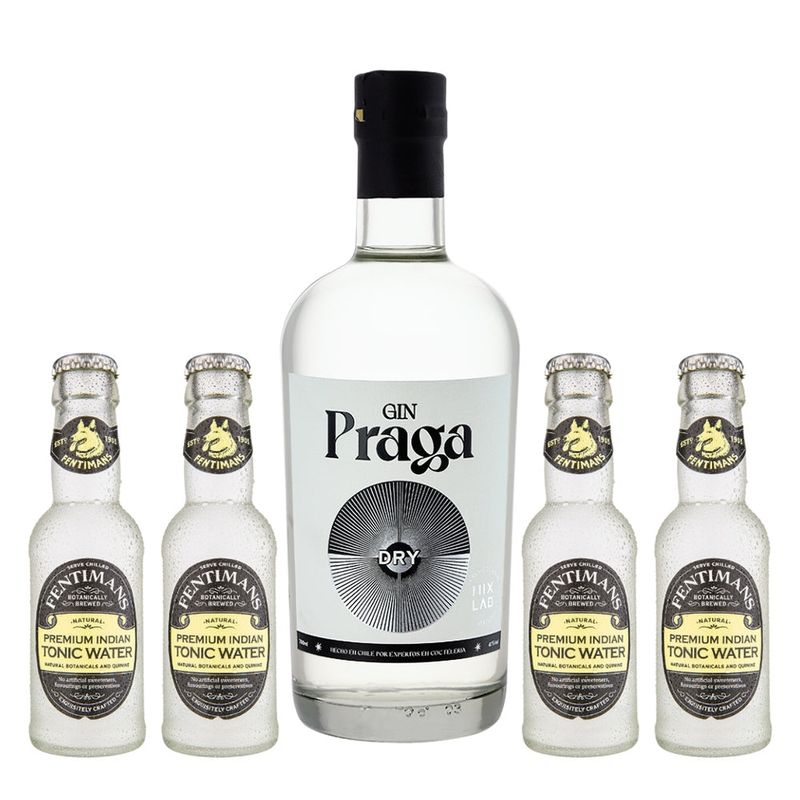 GENERICO - Pack Gin Praga Dry 700cc + 4 Fentimans Tonic Water