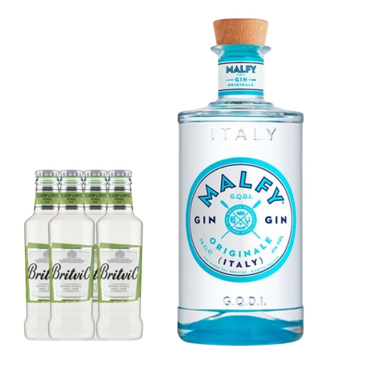 MALFY - Gin Malfy Originale 750cc + 4 Britvic Elderflower 200cc