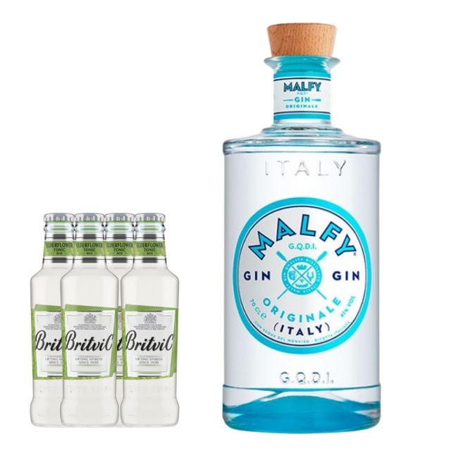 MALFY - Gin Malfy Originale 750cc + 4 Britvic Elderflower 200cc
