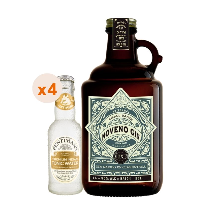 NOVENOSUR - Gin Noveno 40° 1000cc + 4 Fentimans Premium Tonic Water
