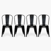 Pack 4 Sillas Tolix Asiento Metal Negro Form