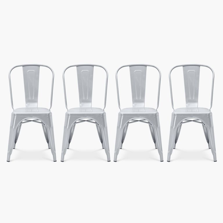 Pack 4 Sillas Tolix Asiento Metal Metal Form Plateado