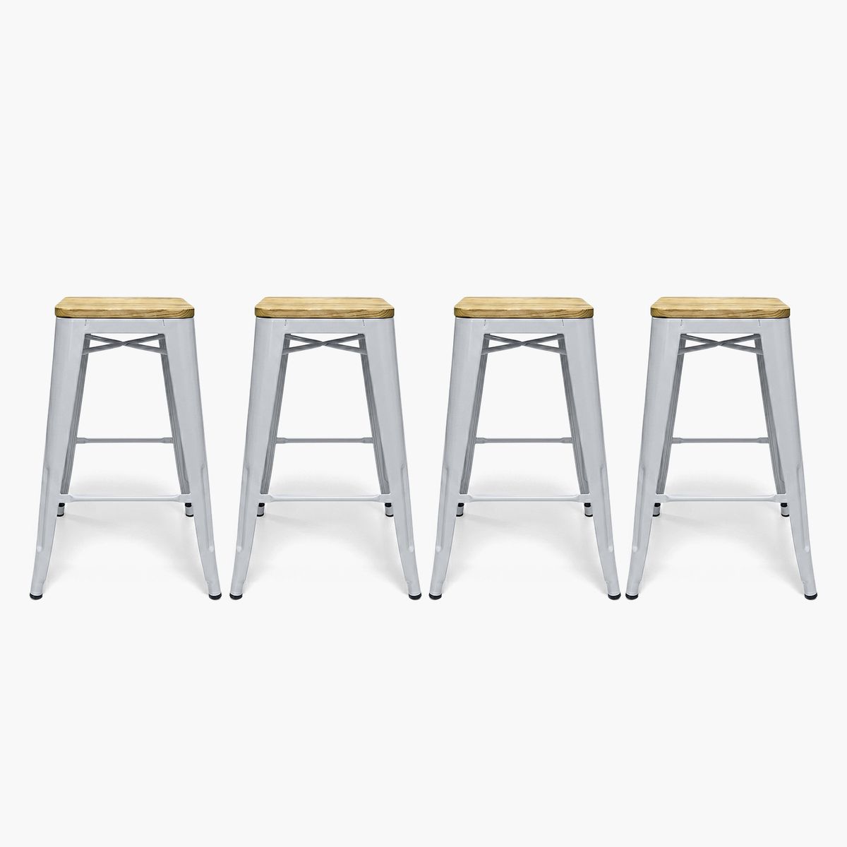 FORM DESIGN - Pack 4 Tolix Taburetes 66 Madera Plata Form