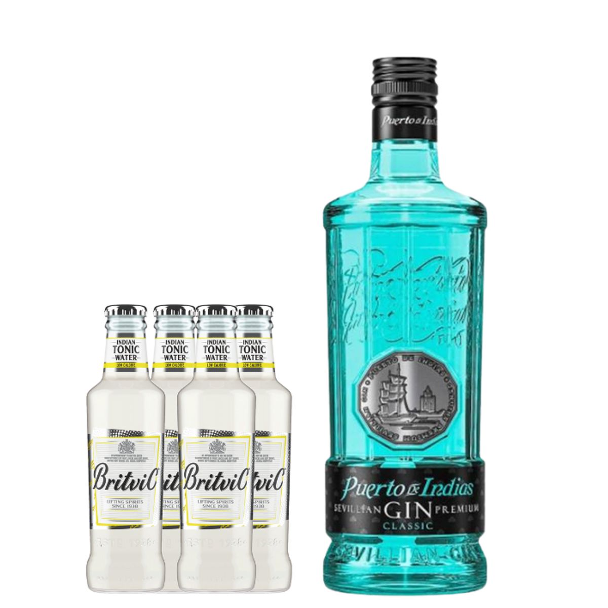 GENERICO - Gin Puerto de Indias 700cc + 4 Tónicas Britvic Low Calorie