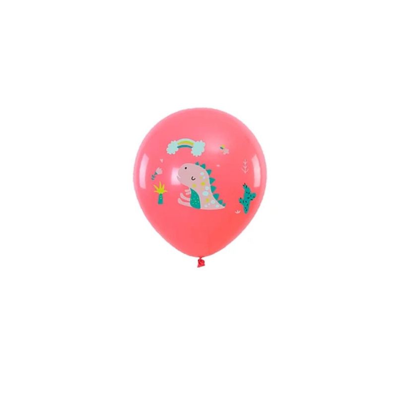 GENERICO - Globo Latex Colores Surtidos Con Figura De Dinosaurio 6pcs 30cm