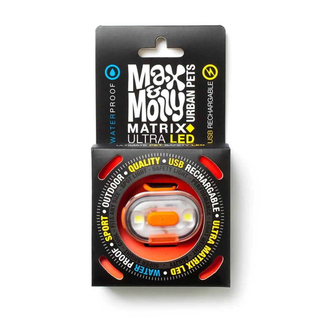 MAX & MOLLY - Luz Led Collar Perro Ultra Matrix Naranja Max and Molly