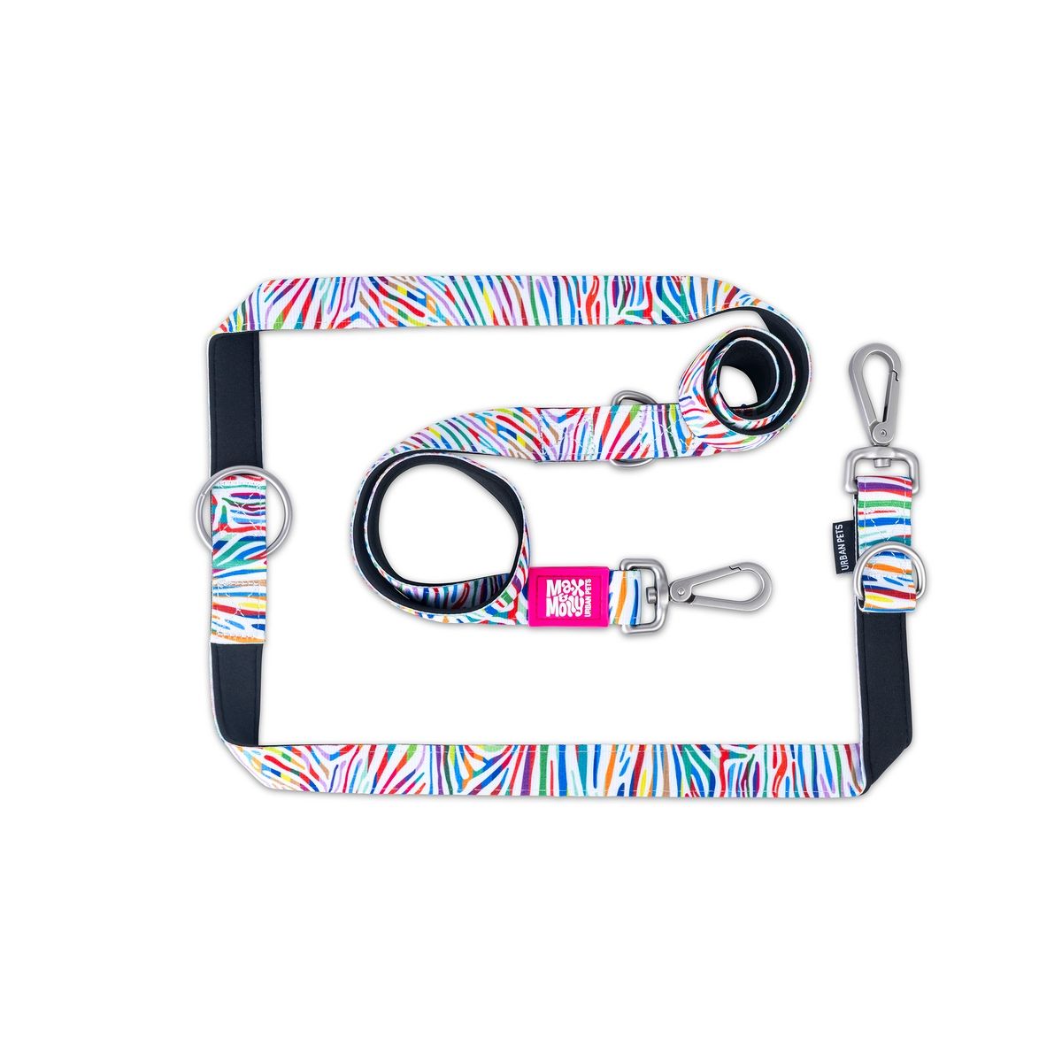 MAX & MOLLY - Correa Perro Multifuncional M Magic Zebra 2cm 2mt Max Molly