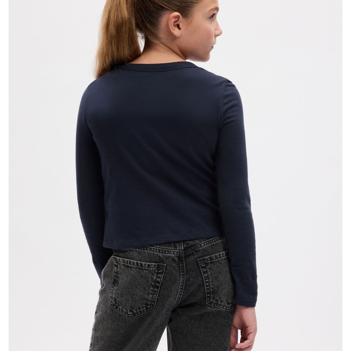 GAP - Polera Logo Manga Larga Navy Niña Negro