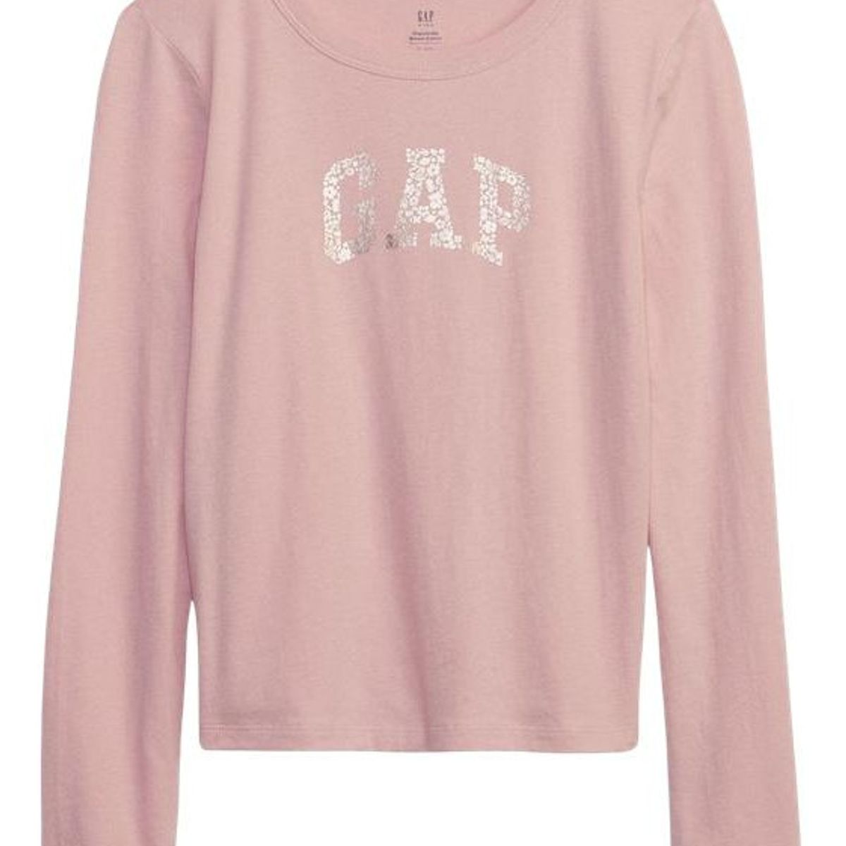 GAP - Polera Niña Gap Logomanga Larga Floral Rosa