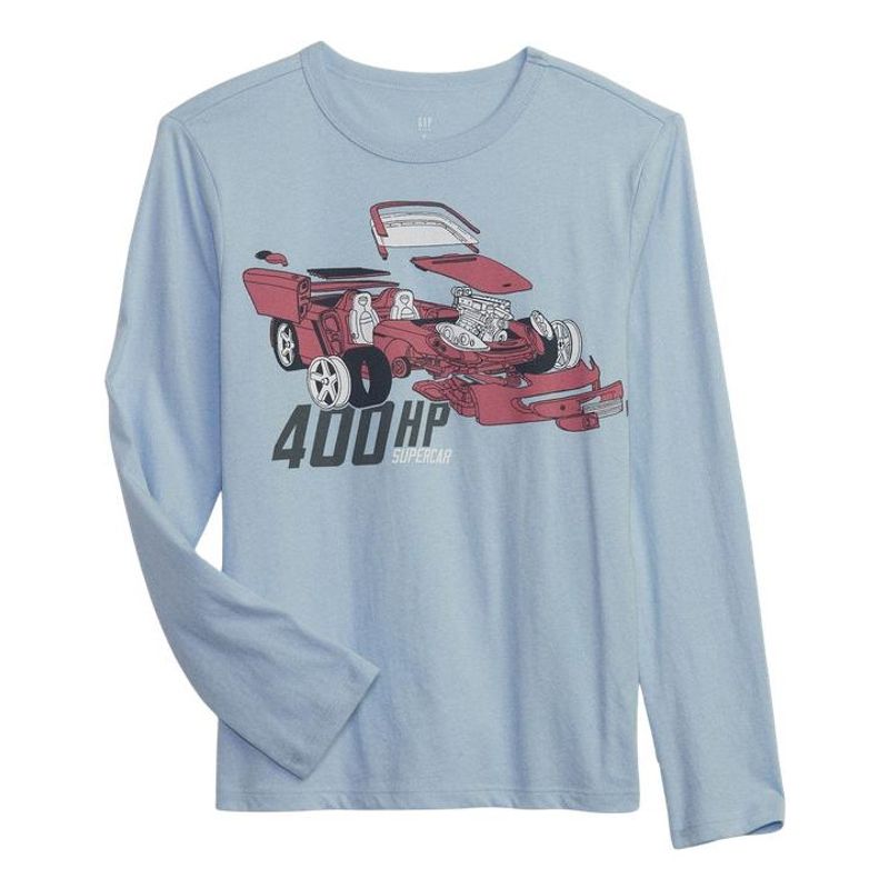 GAP - Polera Gráfica Supercar Manga Larga Celeste GAP