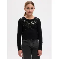 GAP - Polera Cropped Manga Larga Niña Negro