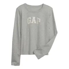 GAP - Polera Logo Manga Larga Gris