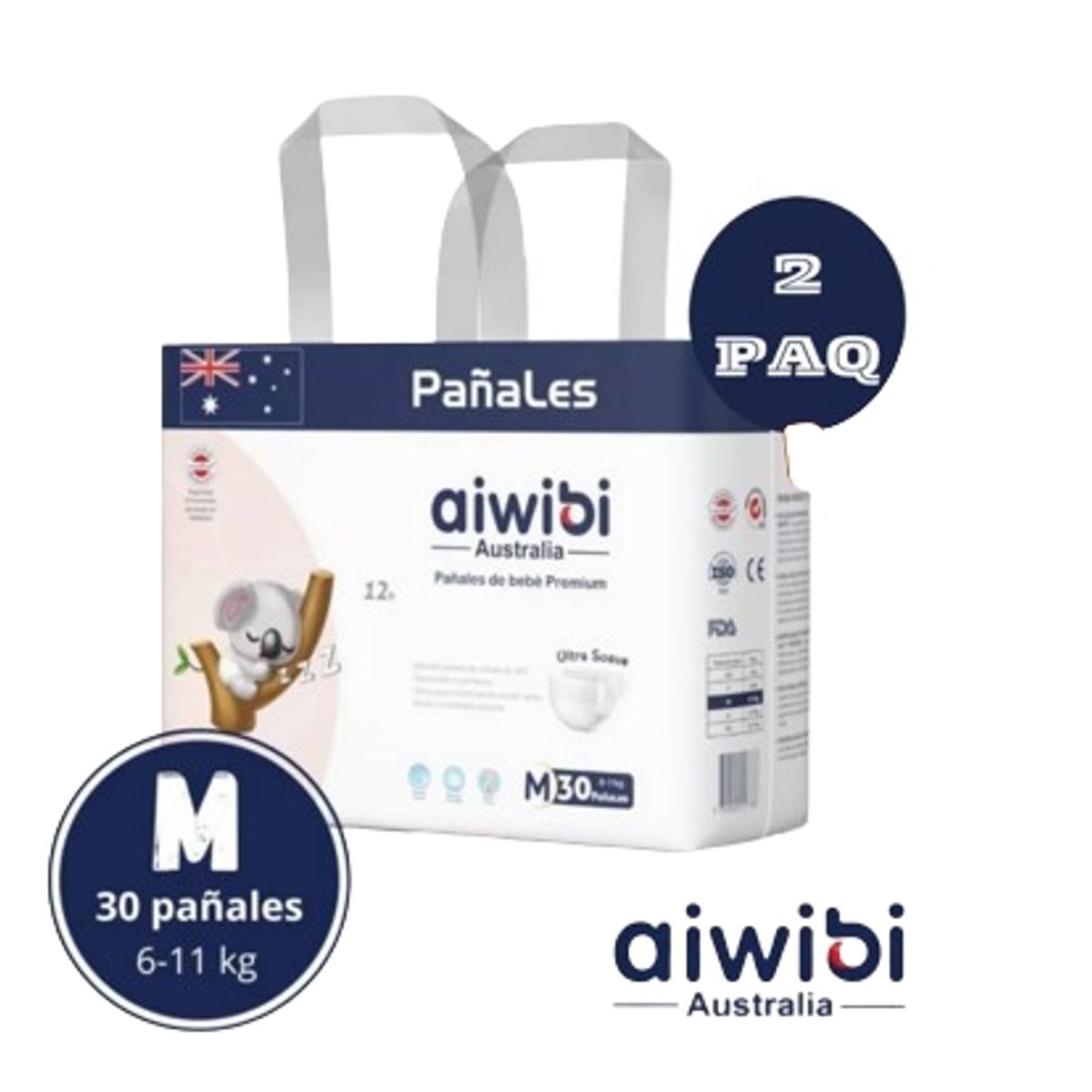 GENERICO - Pañales Aiwibi Ultra Suave M X2 60 Und