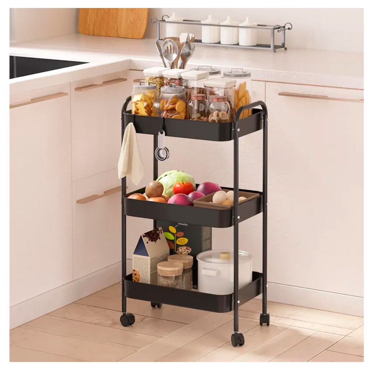 IRM - Estante Giratorio Organizador Verdulero Frutero Metal 3 Piso