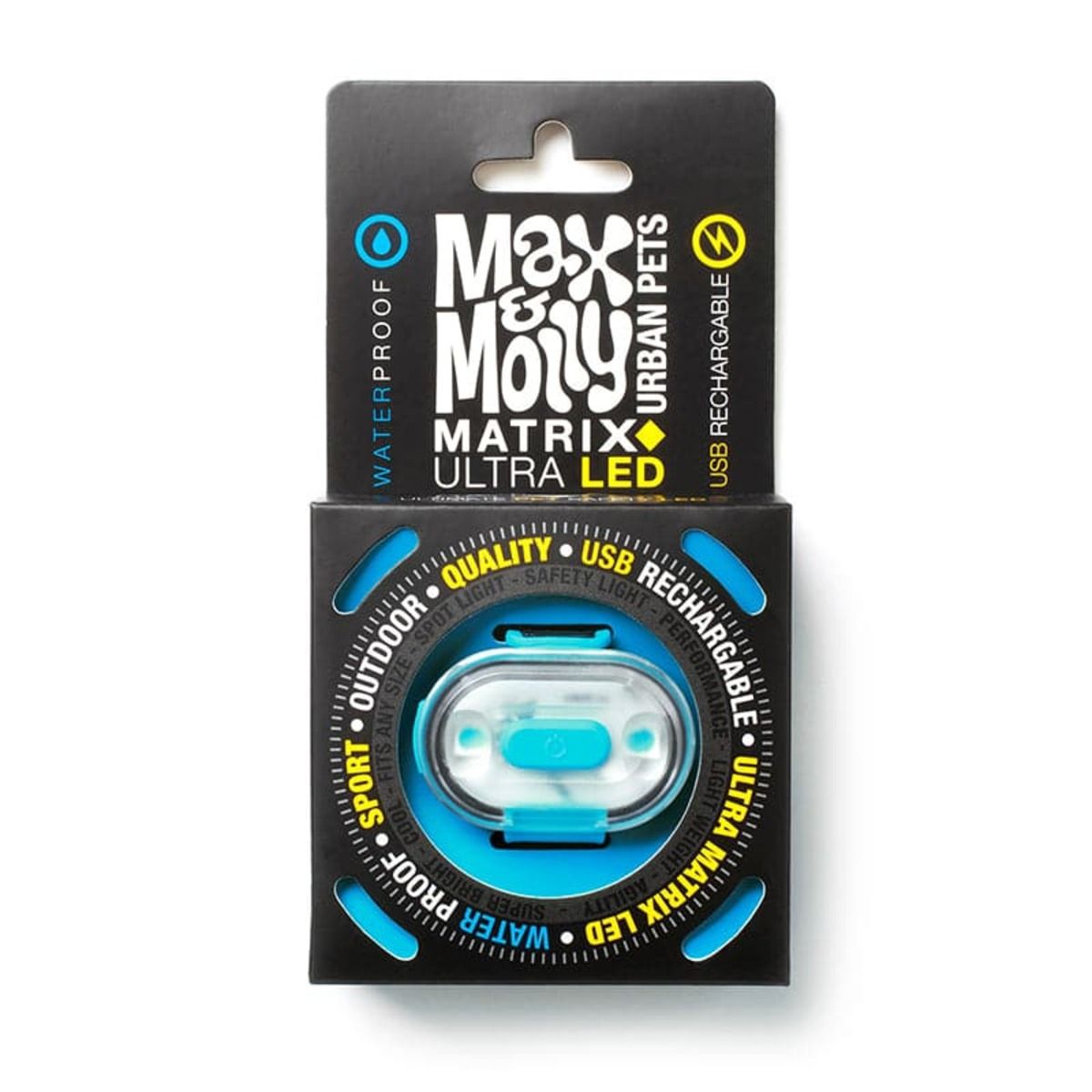 MAX & MOLLY - Luz Led Collar Perro Ultra Matrix Celeste Max and Molly