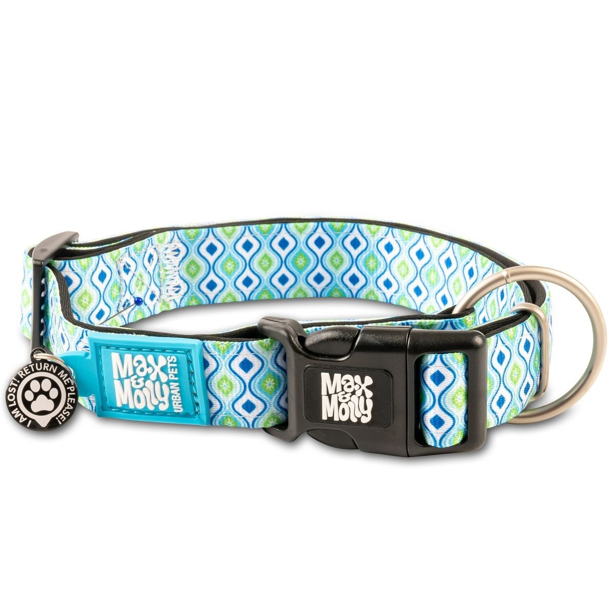 MAX & MOLLY - Collar Perro L Smart Id Retro Blue 25-40kg Max and Molly