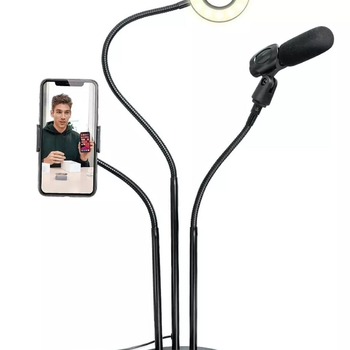 GENERICO - Anillo Aro De Luz Con Soporte Para Telefono Y Microfono Tik