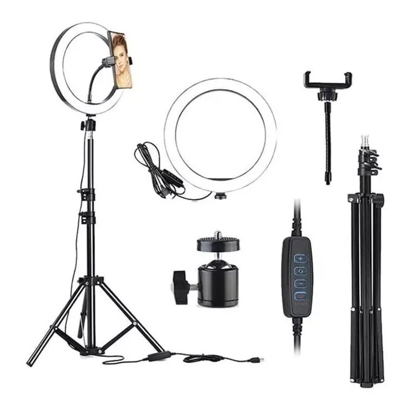GENERICO - Aro Led 30cm  Tripode 210cm Con Soporte Celular