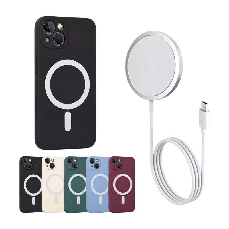 GENERICO - Carcasa iPhone 13 Magsafe + Cargador Magsafe 15w ROSA