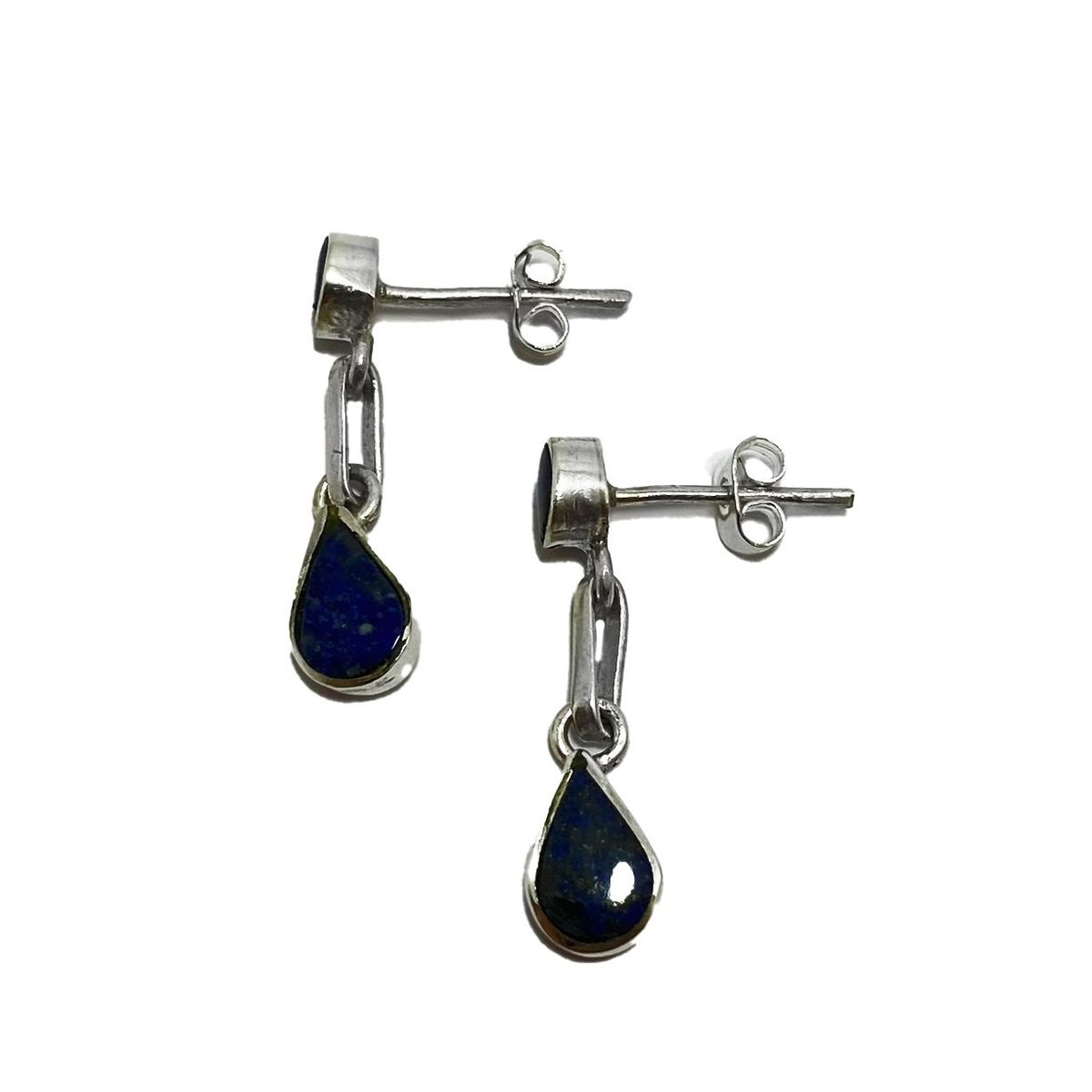 ANDREA COGGIOLA JOYAS - Aros Colgantes Alargado Lapislázuli Plata Fina 925