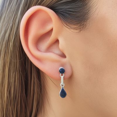 Imagen 2 del producto Aros Colgantes Alargado Lapislázuli Plata Fina 925