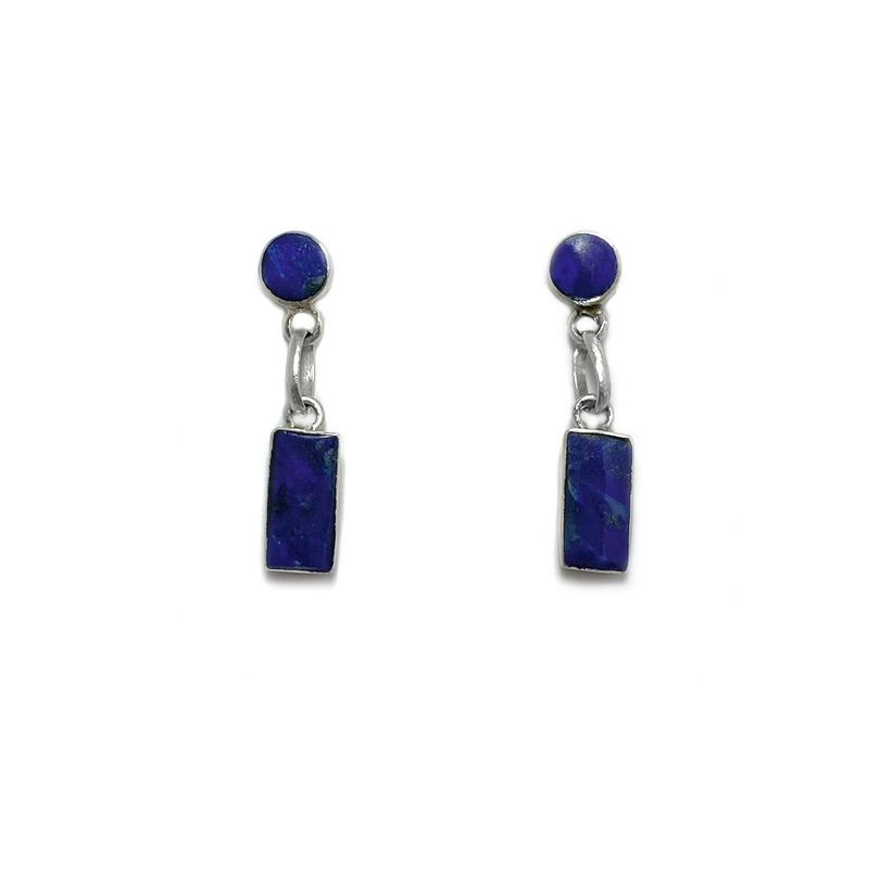 ANDREA COGGIOLA JOYAS - Aros Colgantes Alargado Lapislázuli Plata Fina 925