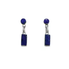 ANDREA COGGIOLA JOYAS - Aros Colgantes Alargado Lapislázuli Plata Fina 925