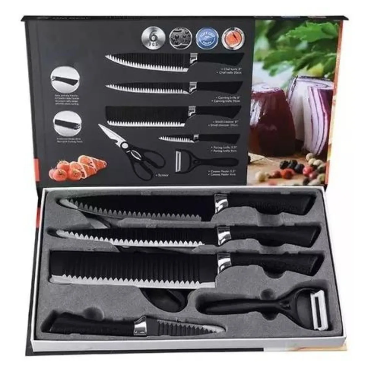 GENERICO - Juego de 6 Cuchillos Profesionales Premium