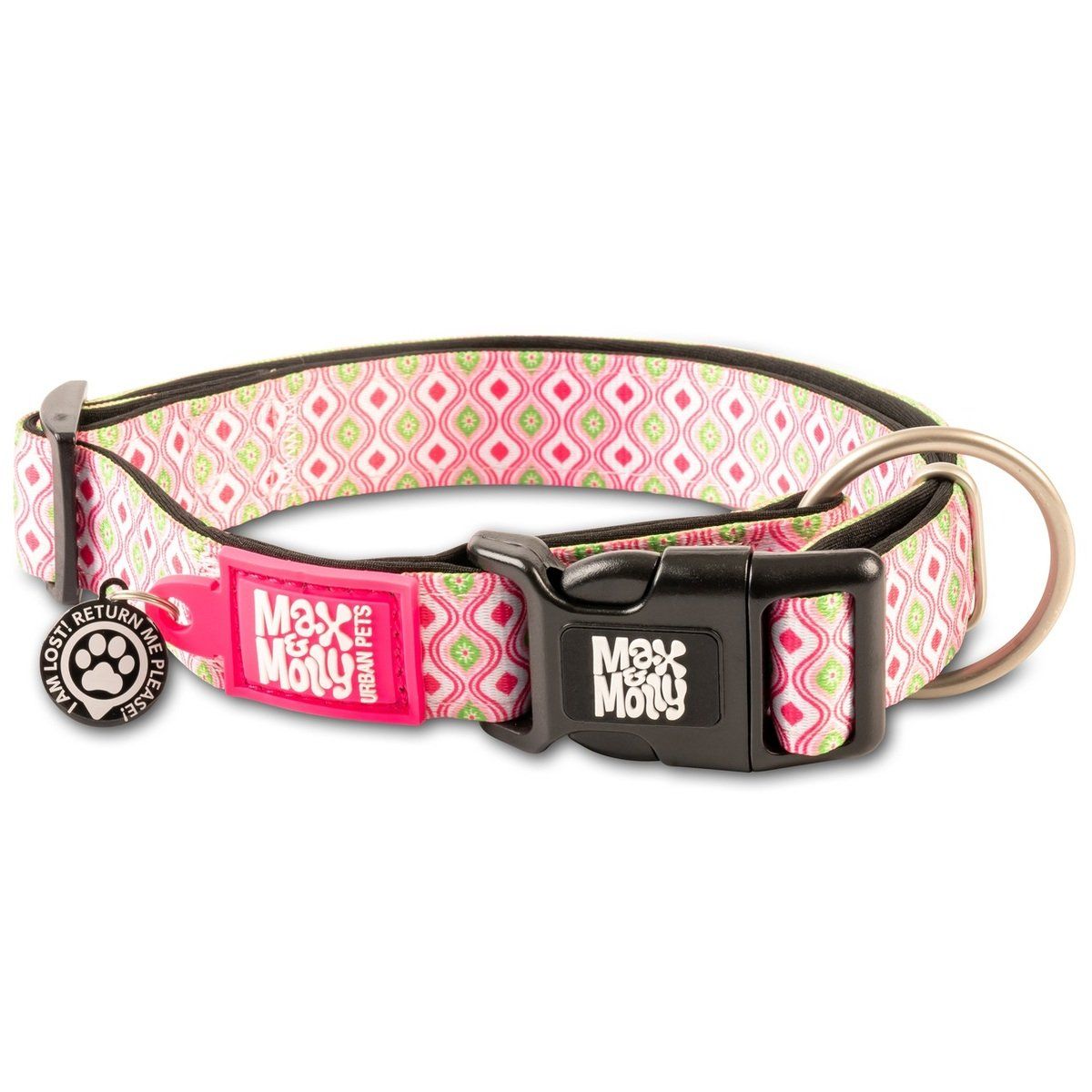 MAX & MOLLY - Collar Perro M Smart Id Retro Pink 15-25kg Max and Molly