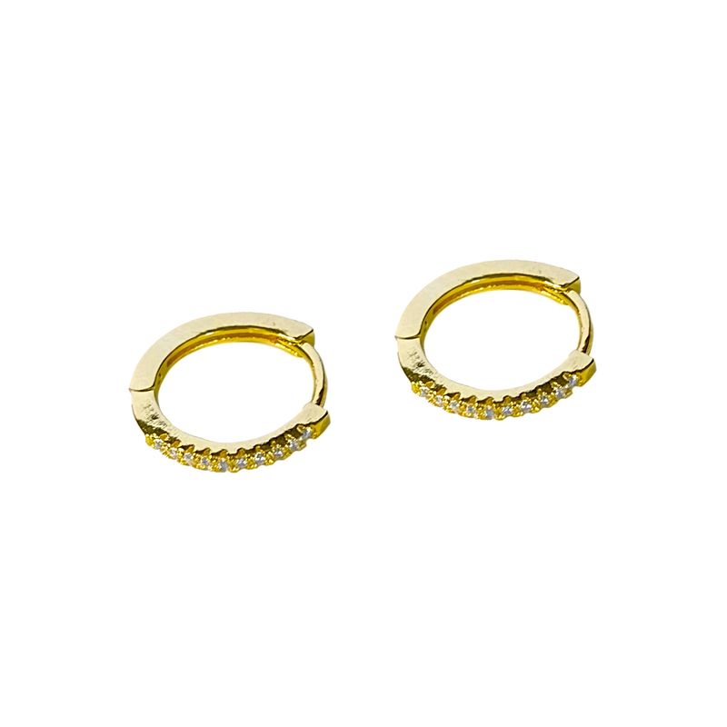 ANDREA COGGIOLA JOYAS - Aros Argolla Medio Cintillo Circón Fino 15 mm Enchapado Oro 18K
