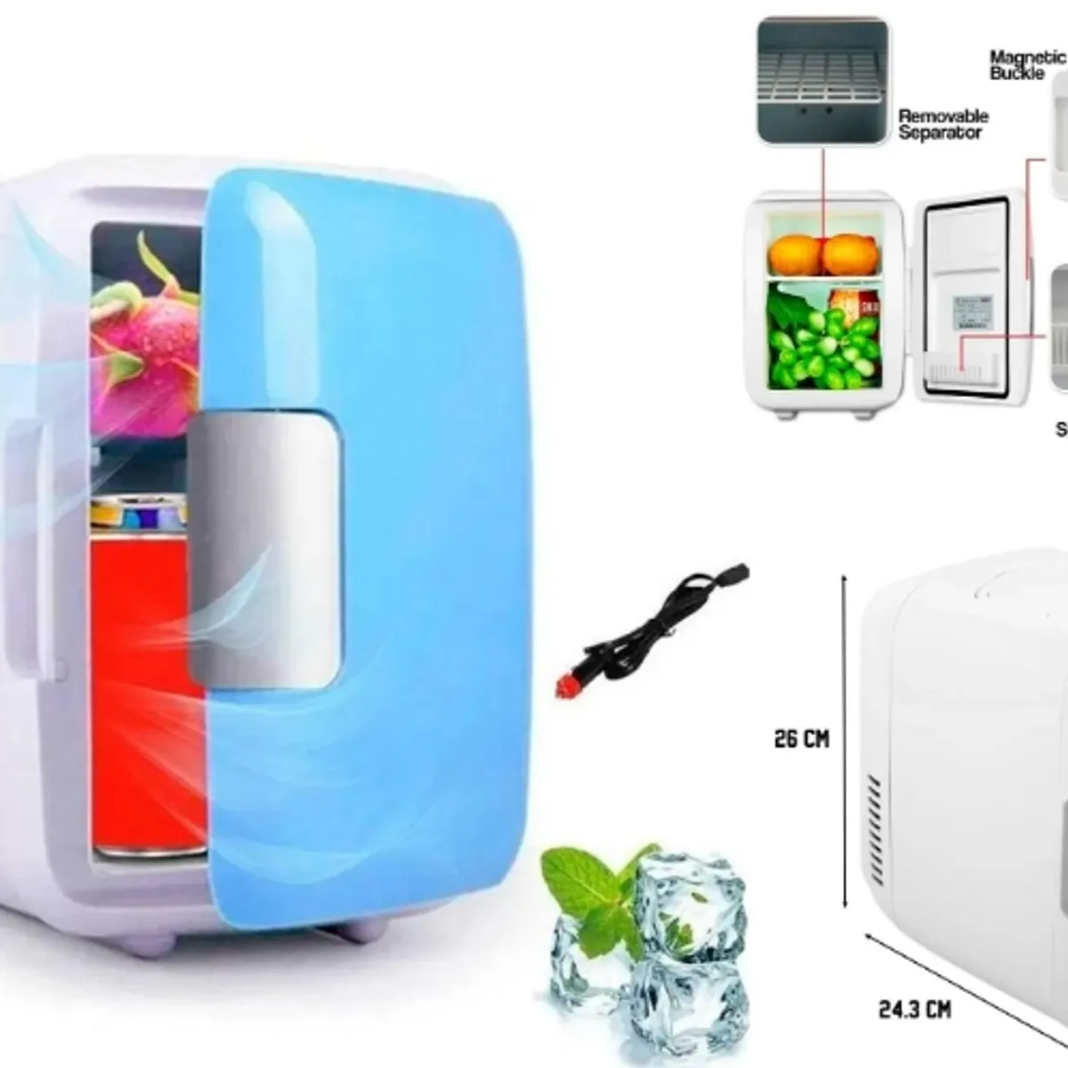 GENERICO - Mini Refrigerador Portatil Auto 12v 4 Litros Azul