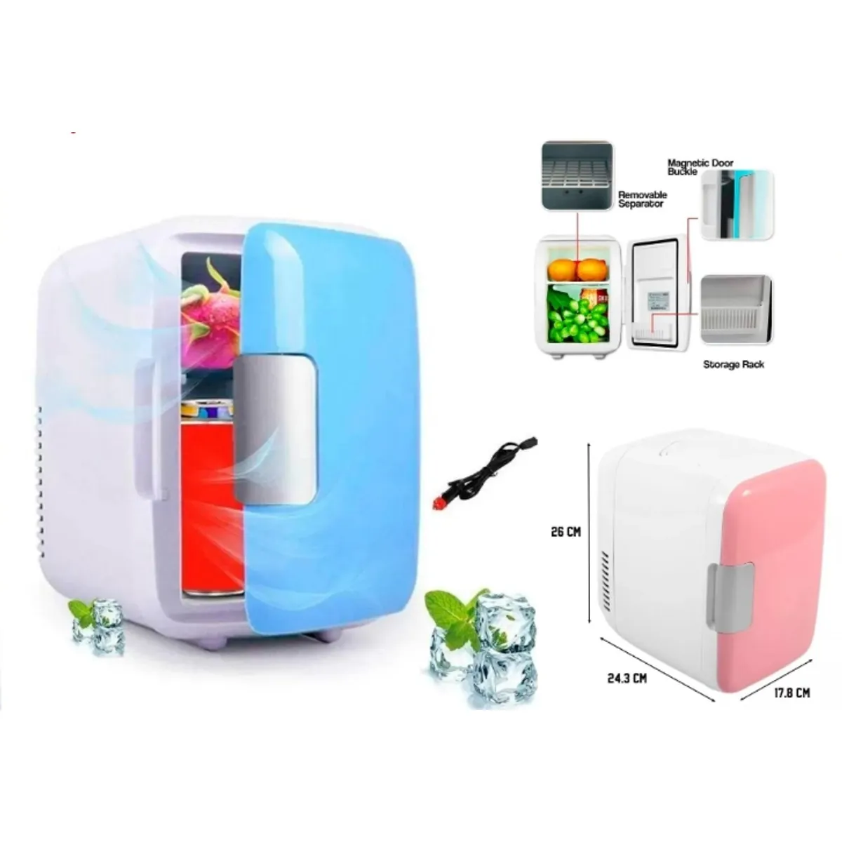 GENERICO - Mini Refrigerador Portatil Auto 12v 4 Litros Azul