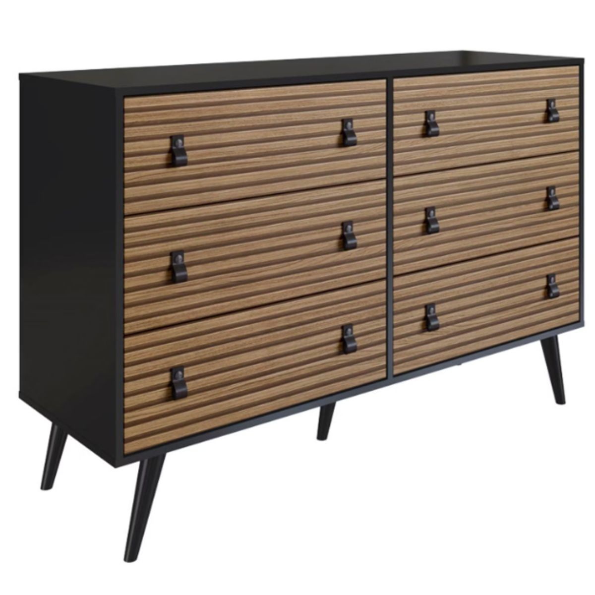 BE DESIGN - CÓMODA AMBER 6 CAJONES NEGRO MATE/BRISE