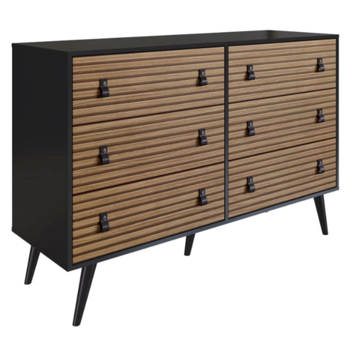 BE DESIGN - CÓMODA AMBER 6 CAJONES NEGRO MATE/BRISE