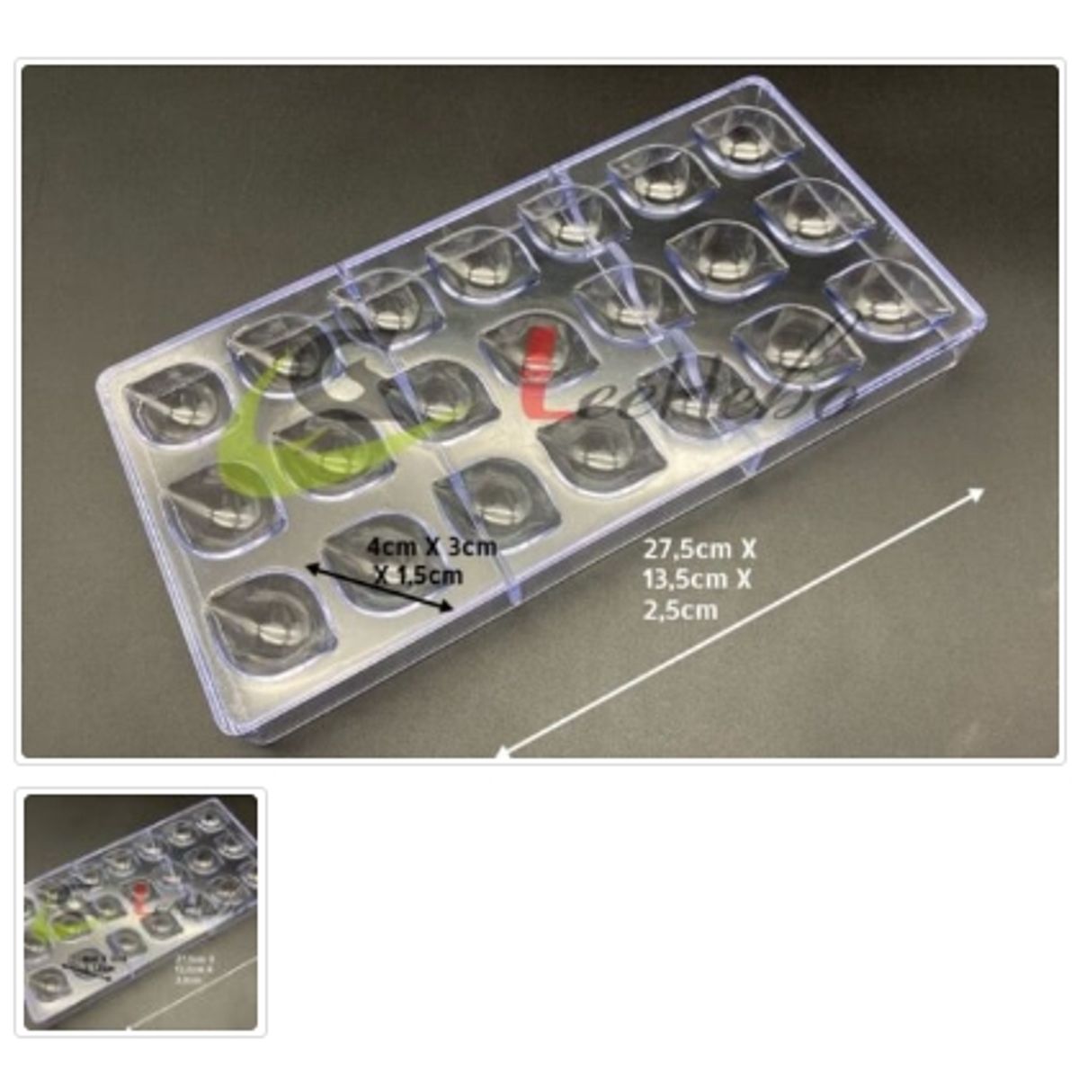 GENERICO - Molde Acrilico Para Chocolate 21 Divisiones Forma Bombon