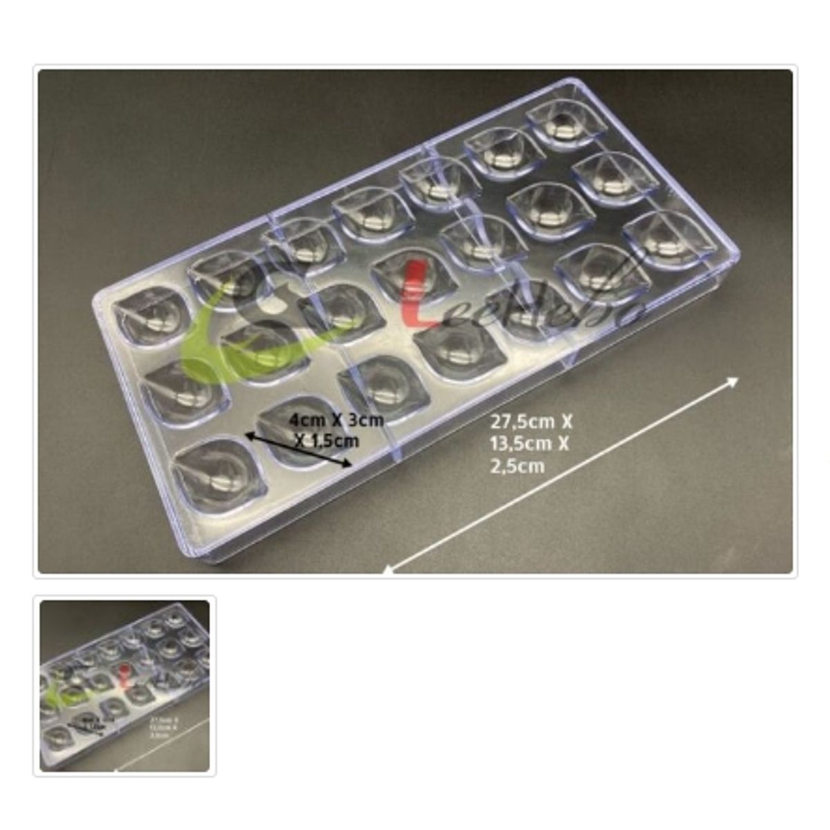 GENERICO - Molde Acrilico Para Chocolate 21 Divisiones Forma Bombon