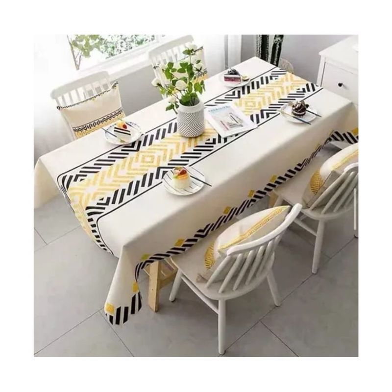 GENERICO - Manteles Antimanchas 140x220 cm - Amarillo Negro Rayas M28