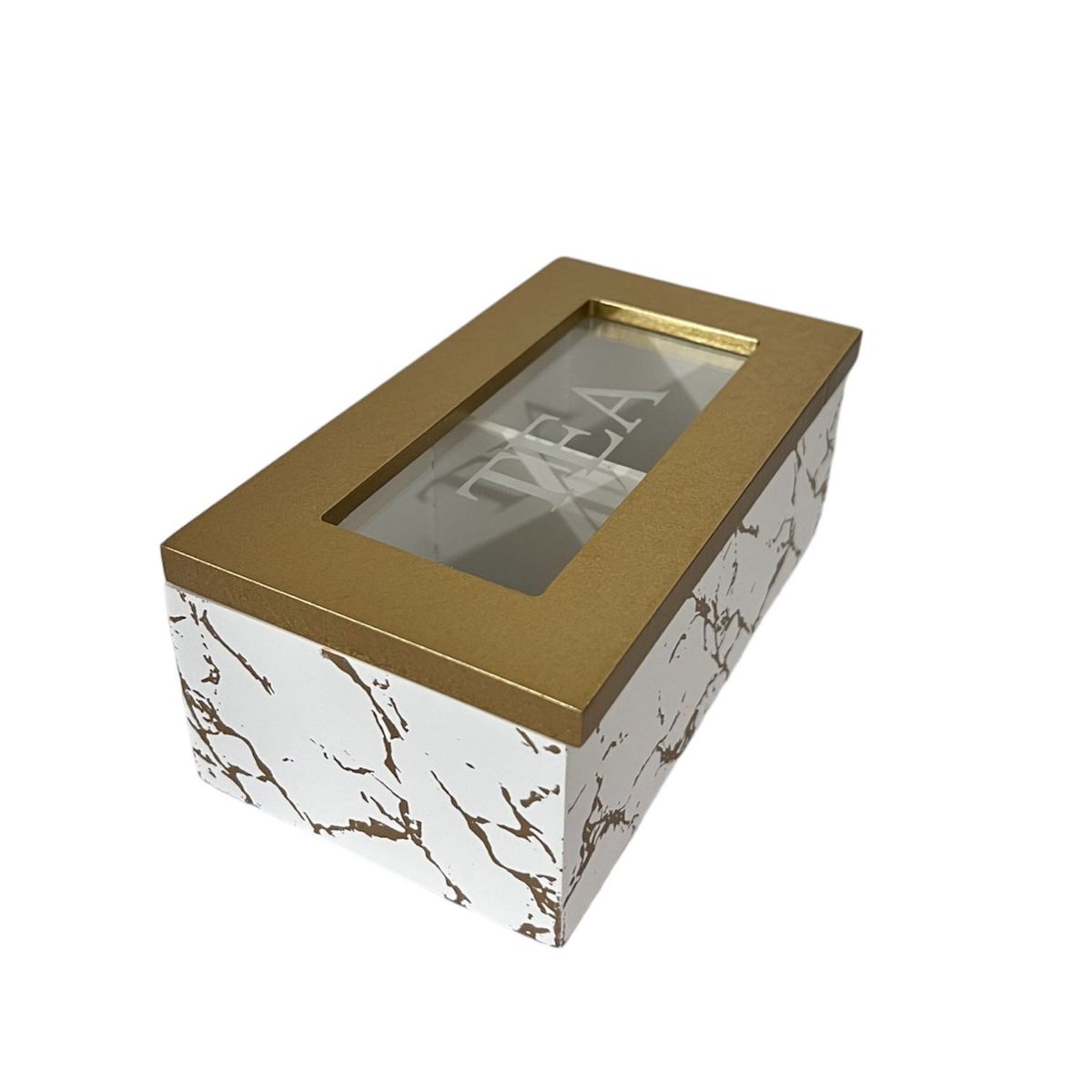 GENERICO - Caja De Té Mediana De Madera 2 Espacios Marmoleado