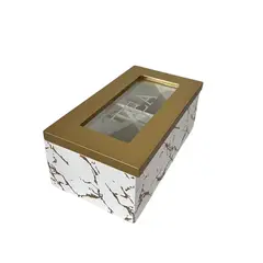 GENERICO - Caja De Té Mediana De Madera 2 Espacios Marmoleado