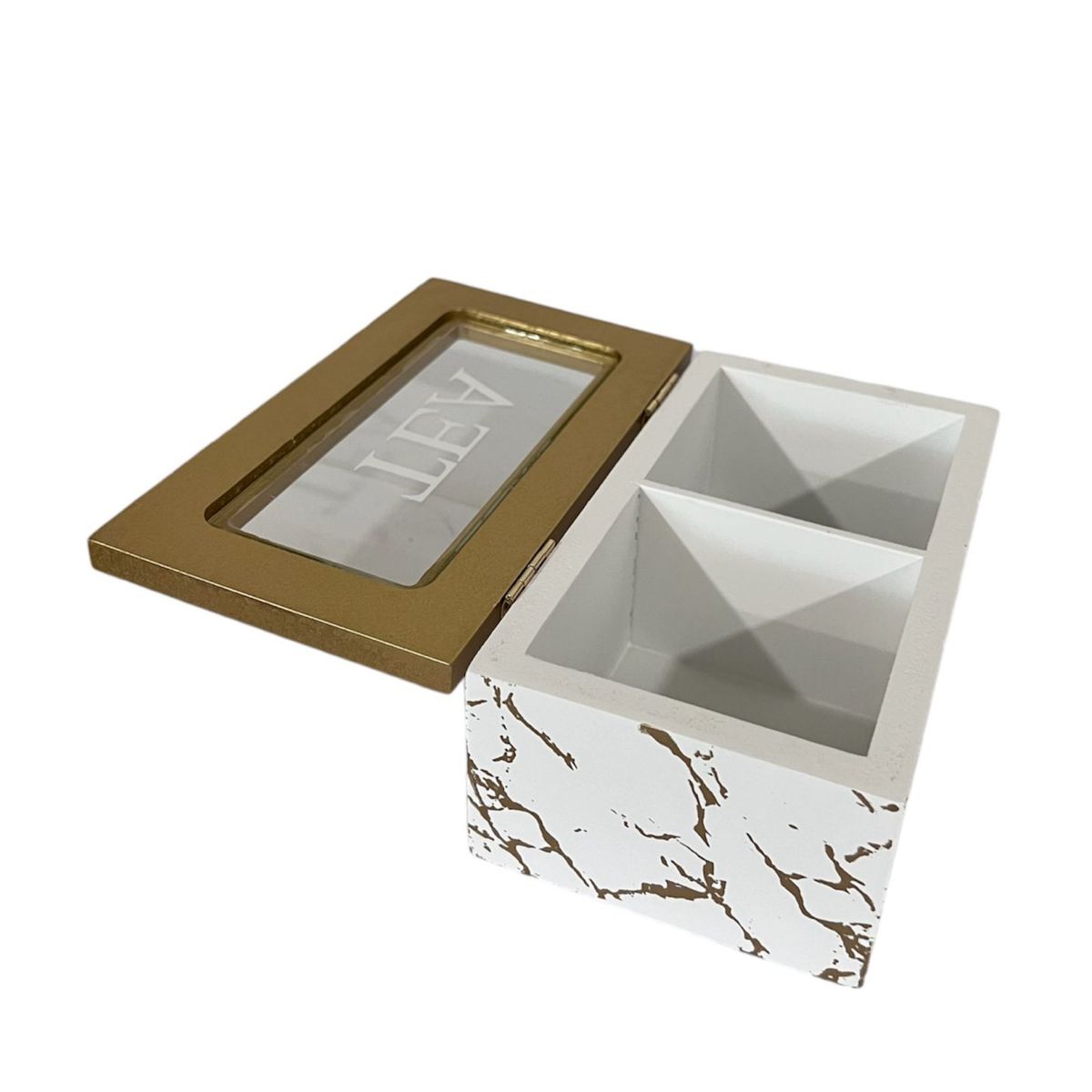 GENERICO - Caja De Té Mediana De Madera 2 Espacios Marmoleado